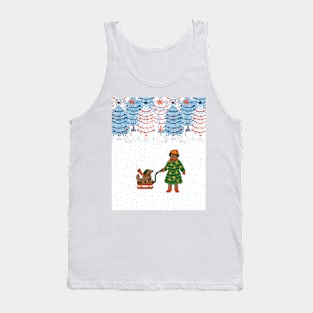 Girl with dog at Christmas tree farm Tank Top